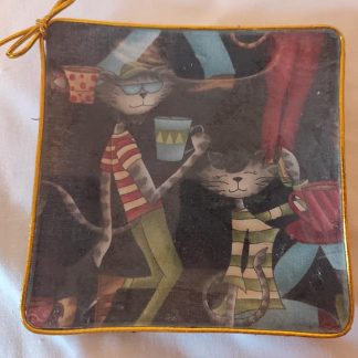 Bandeja cristal forrada en tela 12 x 12