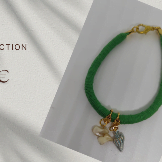 Pulsera forrada con hilo DMC verde